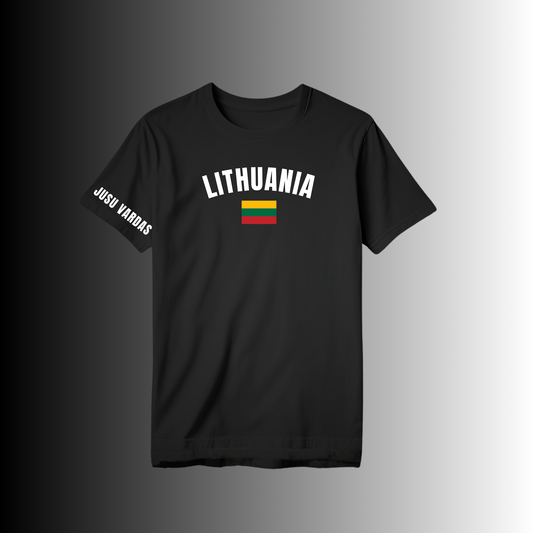 Marškinėliai "LITHUANIA su vėliava ir jūsų vardu"